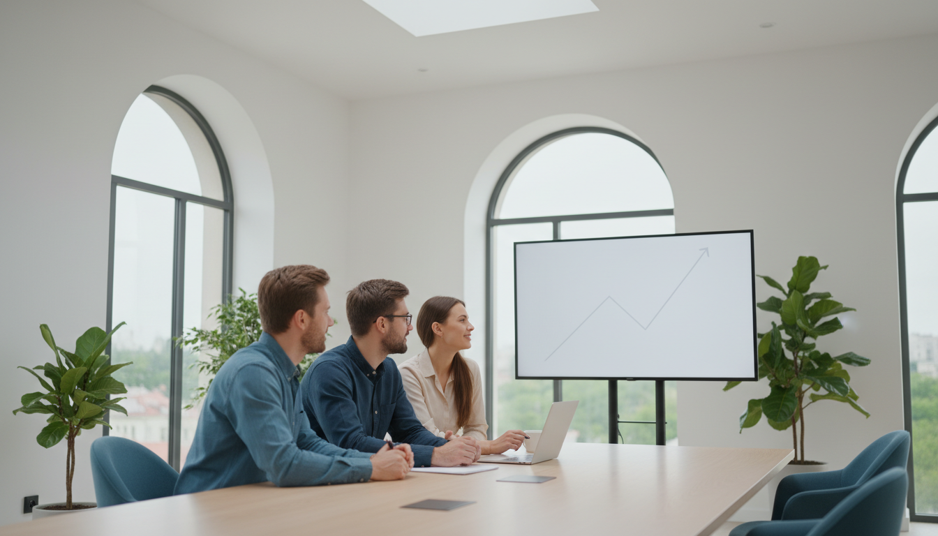 Specjaliści z agencji marketingowej Mayko w Białymstoku planujący strategię wzrostu dla klienta.